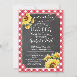 Invitación Hago BBQ Parejas Duchan Sunflower Gingham