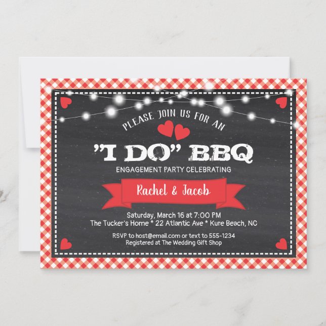 Invitación Hago BBQ String Lights Shower Engagement Party (Anverso)