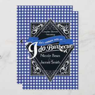 Invitación Hago compromiso BARBECUE BBQ Blue Checkered