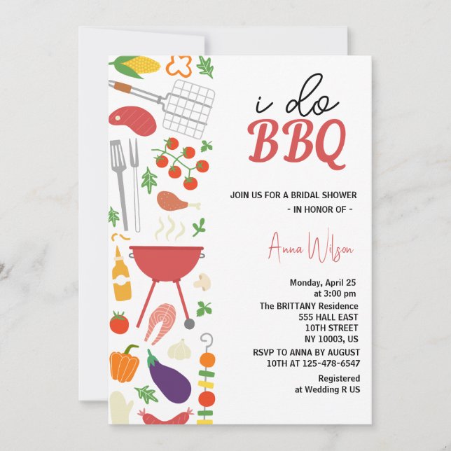 Invitación Hago ducha de compromiso de parejas de barbacoa Bo (Anverso)