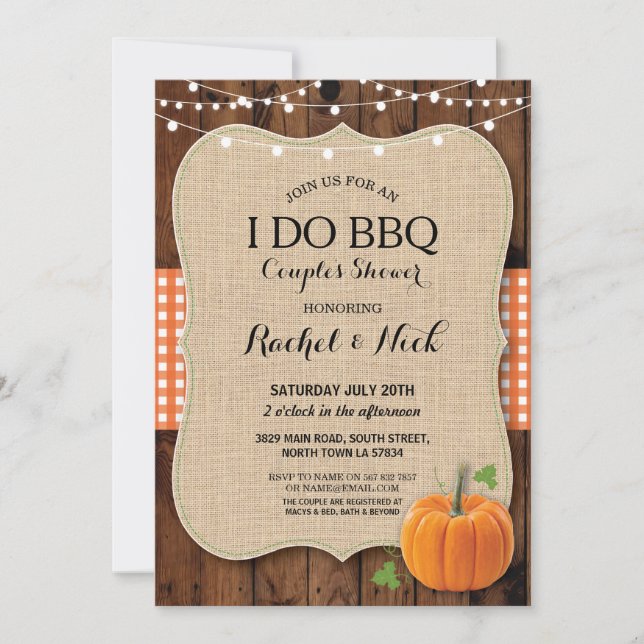 Invitación HAGO la madera de la calabaza de la arpillera de (Anverso)