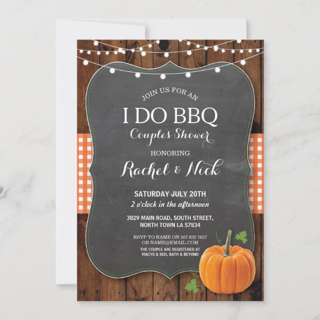 Invitación HAGO la madera de la calabaza de la tiza de la (Anverso)