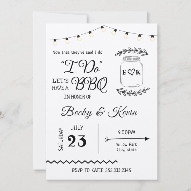 Invitación Hago una recepción de boda a la parrilla (Anverso)