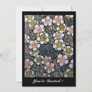 INVITACIÓN HAIKU/ BLANCO NEGRO AMARILLO ROSA FLORES DE PRIMAV