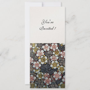 INVITACIÓN HAIKU/ NEGRO BLANCO AMARILLO ROSA FLORES DE PRIMAV