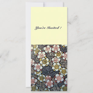 INVITACIÓN HAIKU/ NEGRO BLANCO AMARILLO ROSA FLORES DE PRIMAV