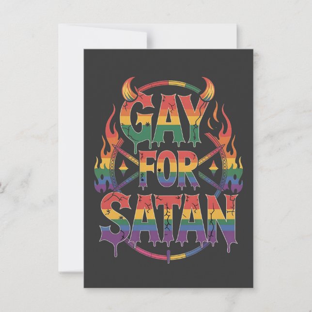 Invitación Hail Gay Satan Rainbow Baphomet Devil Goe LGBTQ (Anverso)