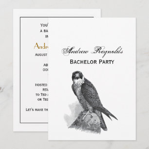 Invitación Halcón Peregrino Estilizado Vintage BW