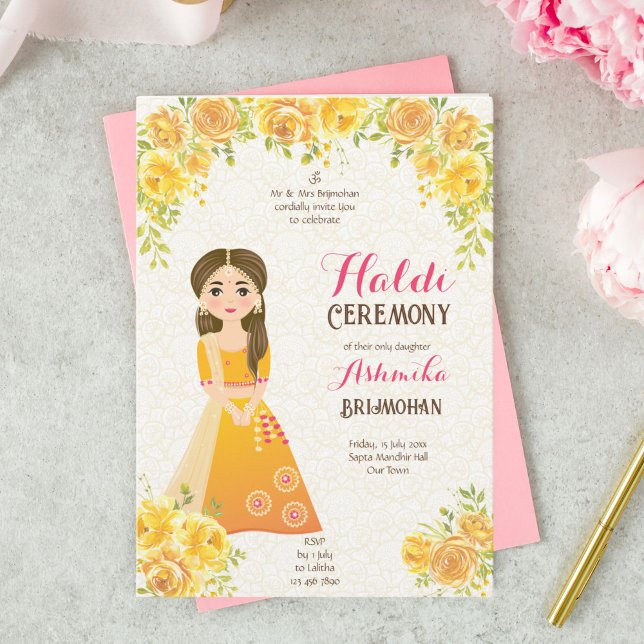 Invitación Haldi con unas rosas amarillas chicas l (Subido por el creador)