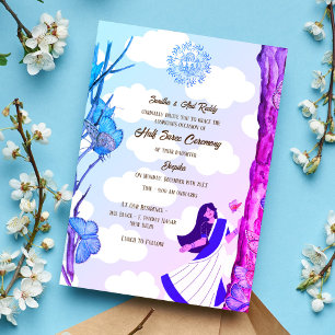 Invitación Half Saree Ritu Kala Samskara Butterfly