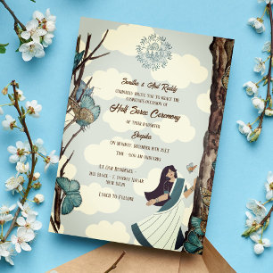 Invitación Half Saree Ritu Kala Samskara Butterfly