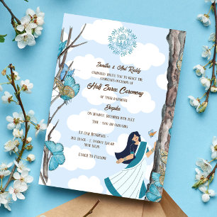 Invitación Half Saree Ritu Kala Samskara Butterfly