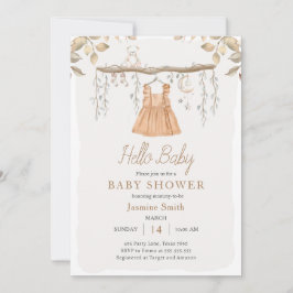 Invitación Hallo Baby Clothes Chica Bohemian Baby Shower