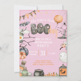 Invitación Halloween 1º cumpleaños Cualquier Chica de PINK de