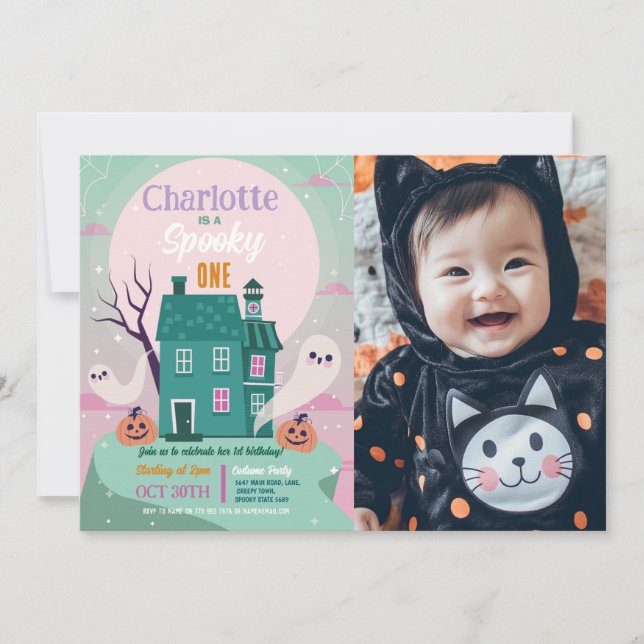 Invitación Halloween 1.ᵉʳ Fiesta de la casa de los fantasmas  (Anverso)