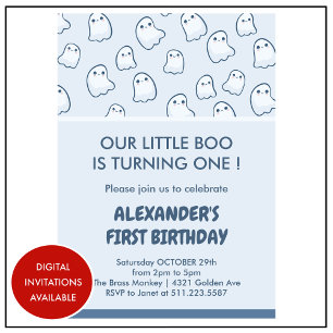 Invitación Halloween 1er cumpleaños spooktacular boo