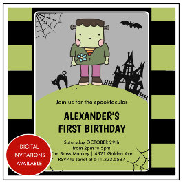 Invitación Halloween 1er cumpleaños spooktacular frankenstein