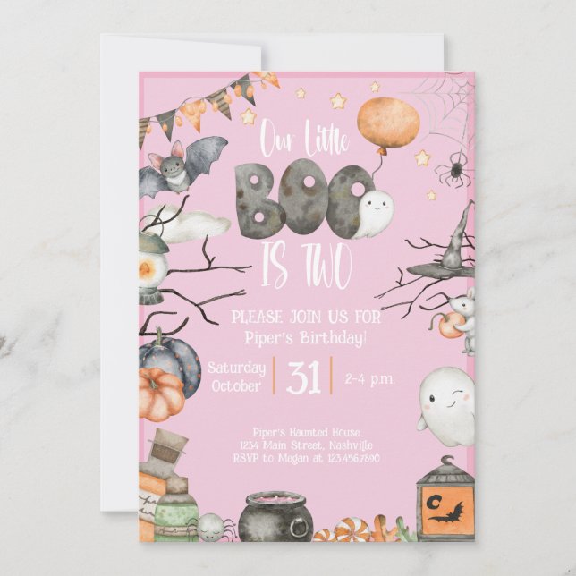 Invitación Halloween 2º cumpleaños Nuestro pequeño novio son  (Anverso)