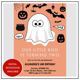 Invitación Halloween 2º cumpleaños segundo nuestro pequeño bo