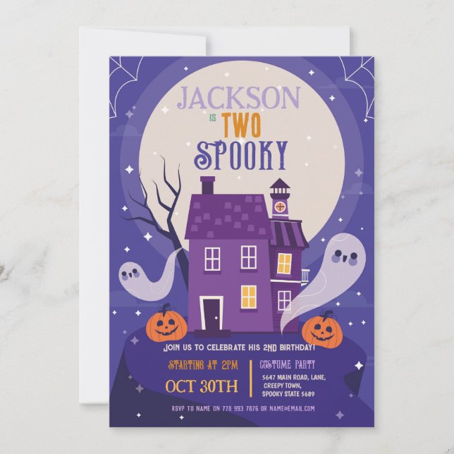 Invitación Halloween 2º Fantasma Dos Fiestas de la Casa Azul (Anverso)