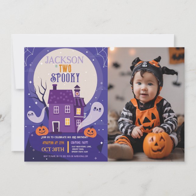 Invitación Halloween 2º Fantasma Dos Fiestas de la casa de fo (Anverso)