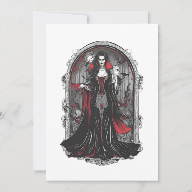 Invitación Halloween 4 vampiro, monstruo aterrador, horror, (Anverso)