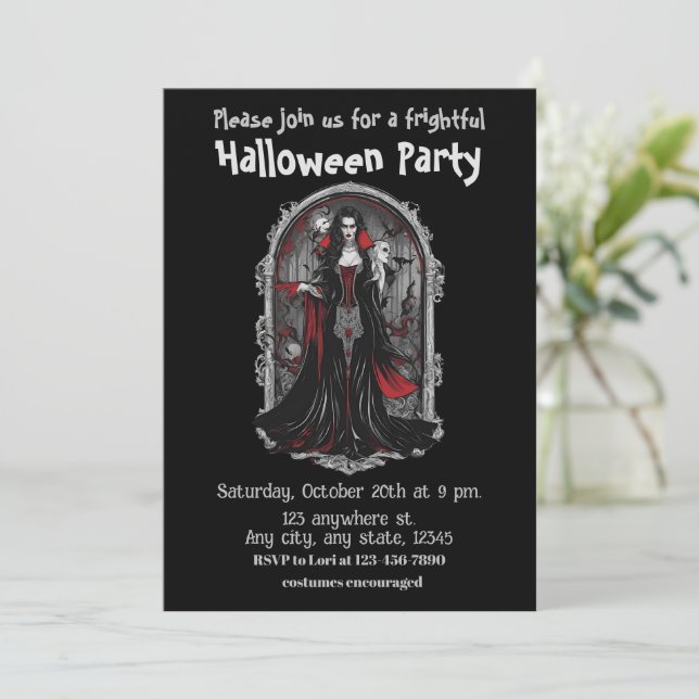 Invitación Halloween, 4 vampiros, aterradores, aterradores, (Anverso de pie)