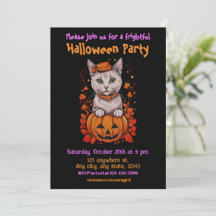 Invitación Halloween, 6 gatitos, divertidos, espeluznantes, j
