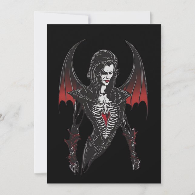 Invitación Halloween 6 vampiro, b, monstruo aterrador, horror (Anverso)