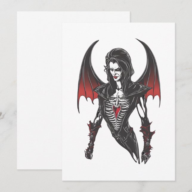 Invitación Halloween 6 vampiro, horror, vampiro aterrador, 1 (Anverso / Reverso)