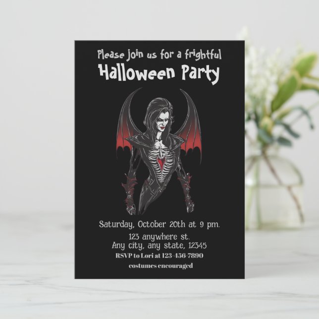 Invitación Halloween, 6 vampiros, aterradores, aterradores, (Anverso de pie)