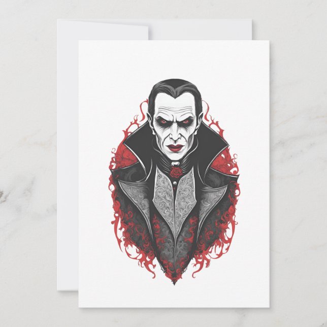 Invitación Halloween 9 vampiro, monstruo aterrador, horror, (Anverso)