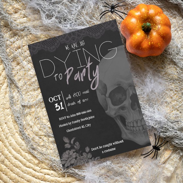 Invitación Halloween adulta femenina del cráneo del gótico ne (Subido por el creador)