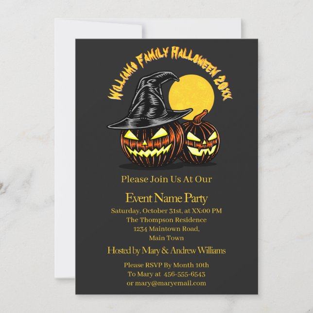 Invitación Halloween Añadir nombre de familia Año Personaliza (Anverso)