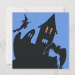 Invitación Halloween antiguo, casa embrujada aterradora y bru