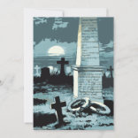 Invitación Halloween antiguo, cementerio espeluznante con tum