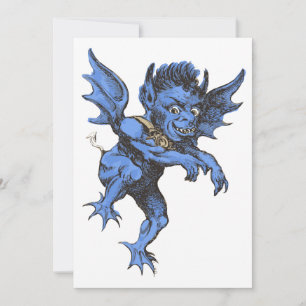 Invitación Halloween antiguo, demonio gárgola maligno aterrad