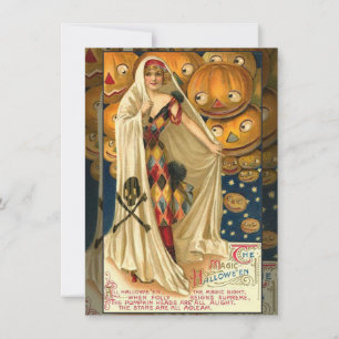 Invitación Halloween antiguo Jack O Lantern Costume mujer