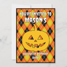 Invitación Halloween Argyle jack o lantern