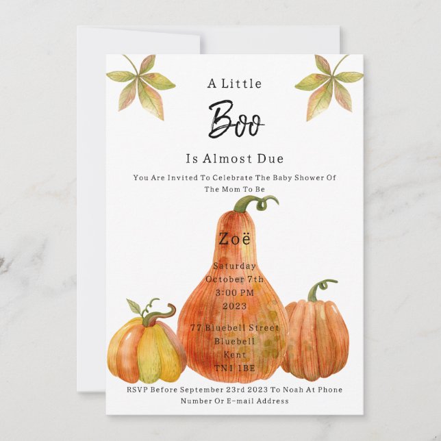 Invitación Halloween Autumn Pumpkin Babyshower Invitation (Anverso)