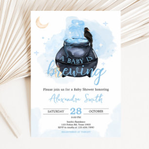 Invitación Halloween azul Un bebé se está preparando Baby Sho