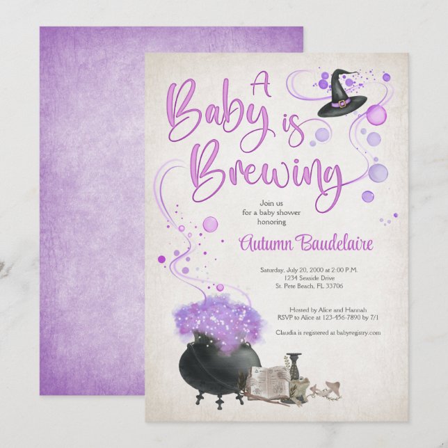 Invitación Halloween Baby Breaking Shower (Anverso / Reverso)