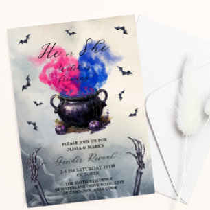 Invitación Halloween Baby Gender Reveal