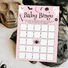 Invitación Halloween Baby Girl Shower Baby Bingo Game Card
