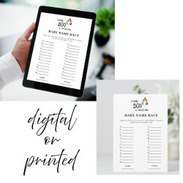 Invitación Halloween Baby Name Race Baby Shower Game Card