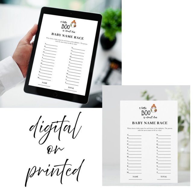 Invitación Halloween Baby Name Race Baby Shower Game Card (Subido por el creador)