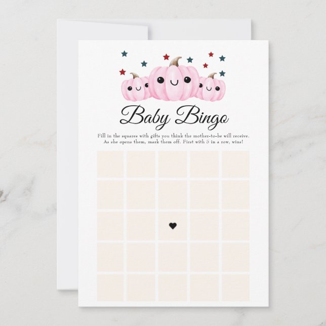 Invitación Halloween Baby Shower Cute Boo Baby Shower Bingo (Anverso)