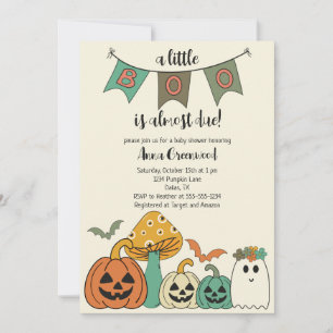 Invitación Halloween Baby Shower de Retro 70 Invita