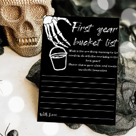 Invitación Halloween Baby Shower First Year Bucket Game Card