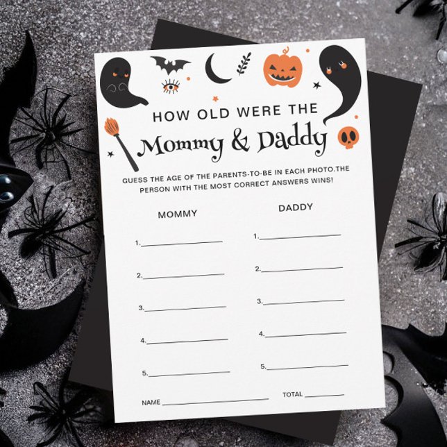 Invitación Halloween Baby Shower Qué edad tenían las cartas d (Subido por el creador)